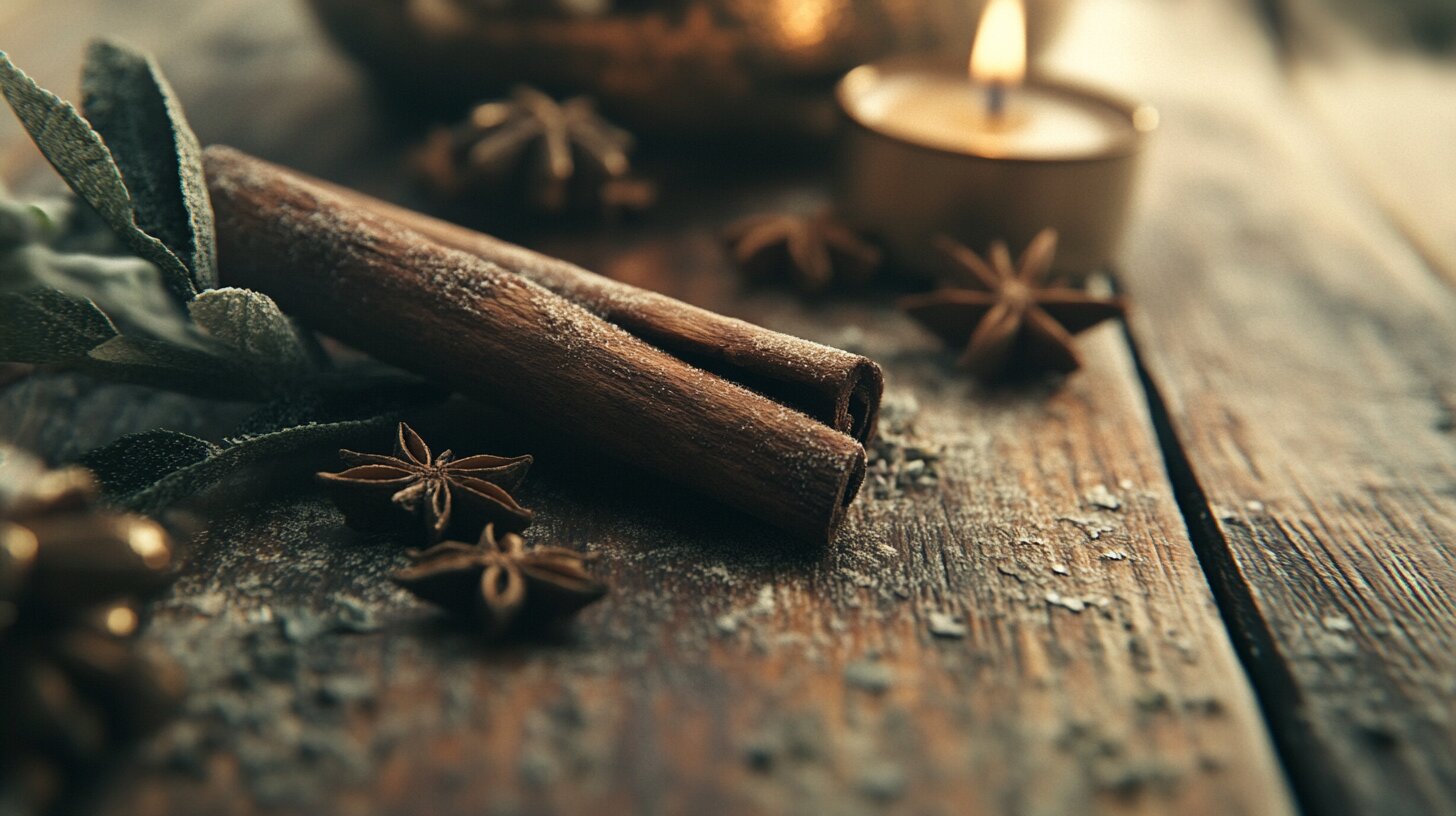 Burning cinnamon sticks