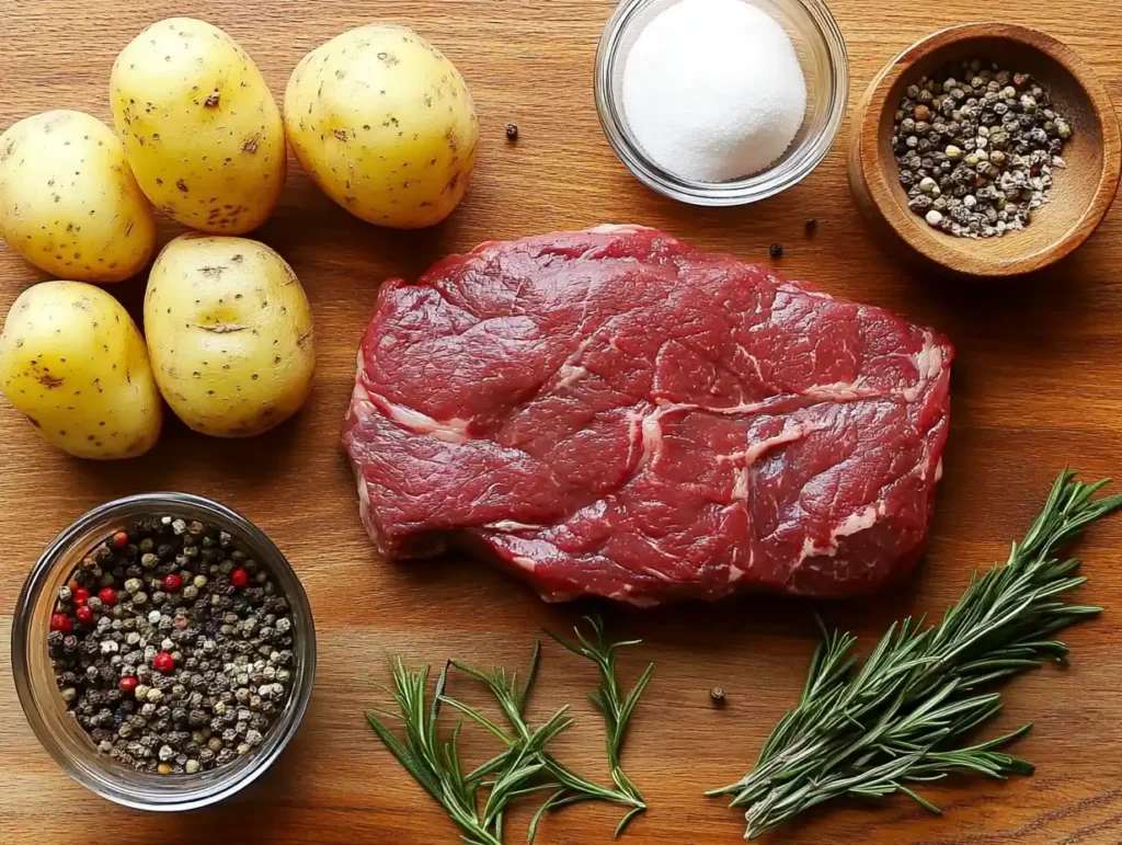 Slow cooker flank steak and potatoes ingredients