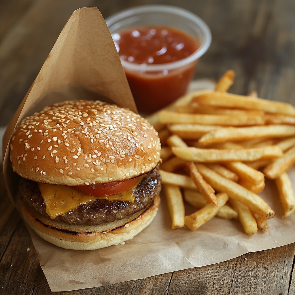 burger and fries