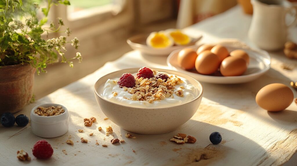 Greek yogurt and eggs